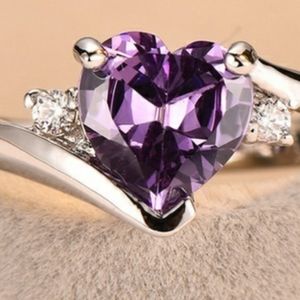 Sterling Silver Purple Heart Ring